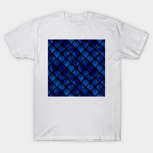 Palm Fans in Black and Classic Blue Vintage Faux Foil Art Deco Vintage Foil Pattern T-Shirt